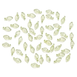 Set of Green Acrylic Leaf Charms for Jewelry Making and Crafts (100pcs Style 14)