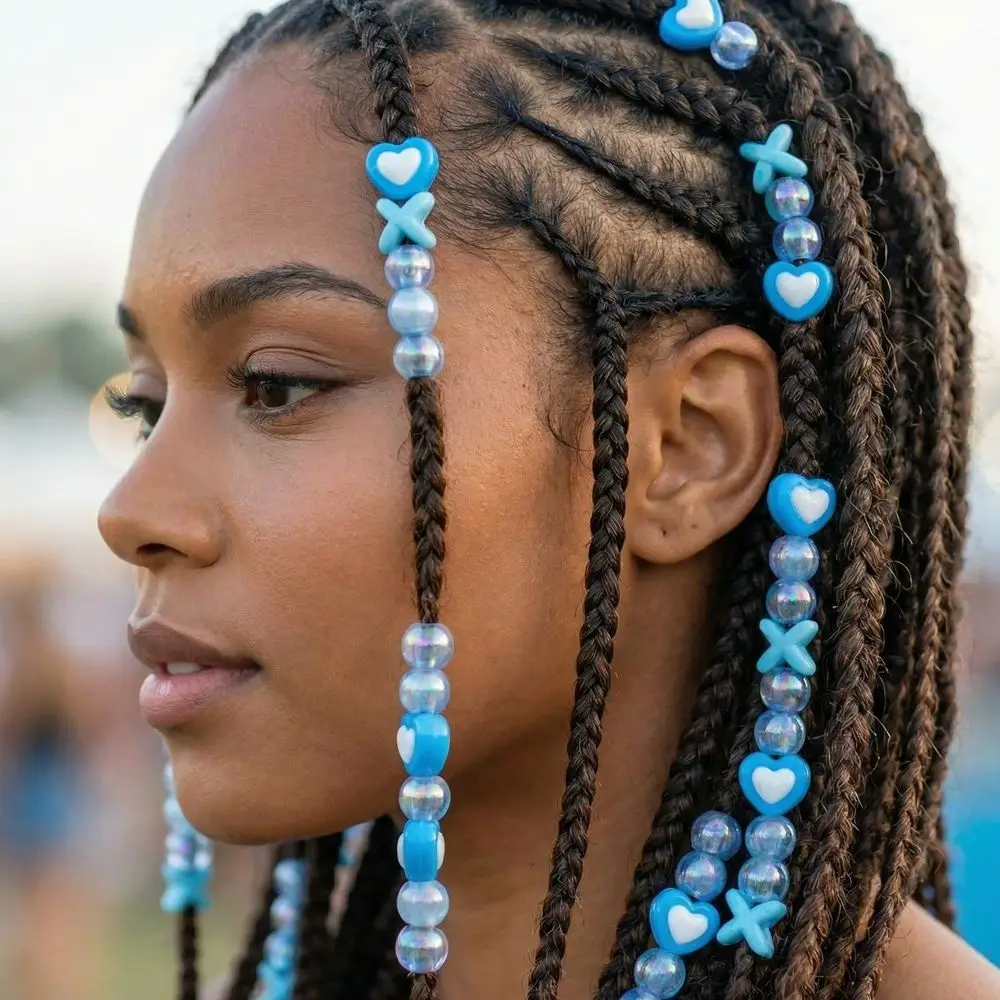 DIY Bunte Haarperlen-Sets Mehrfarbige Herzförmige Acryl-Dreadlock-Perlen Gemischte Formen Haaraccessoires Dreadlock-Zopf-Dekoration – Detail 9