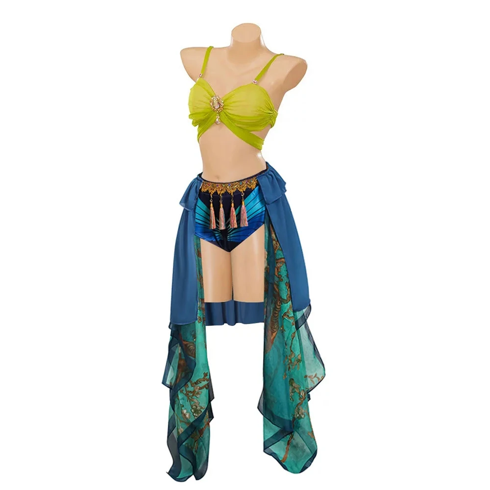 90s Pop Star Inspired Costume with Bra Top and Short Skirt for Stage Performance
