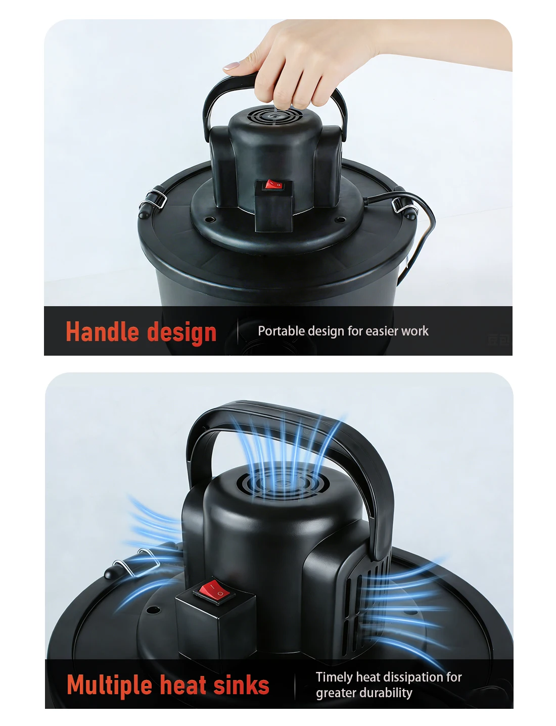 20L Ash Vacuum Cleaner High Temp Resistant Ash Bucket for Fireplace, Stove & Pel