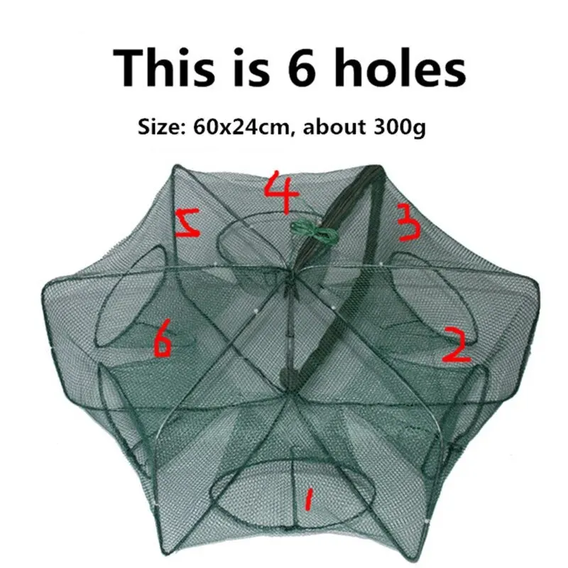 4/6/8Holes Fishing Net Folded Portable Hexagon Fish Network Casting Net  Crayfish Shrimp Catcher Tank Trap China Cages Mesh Cheap - AliExpress