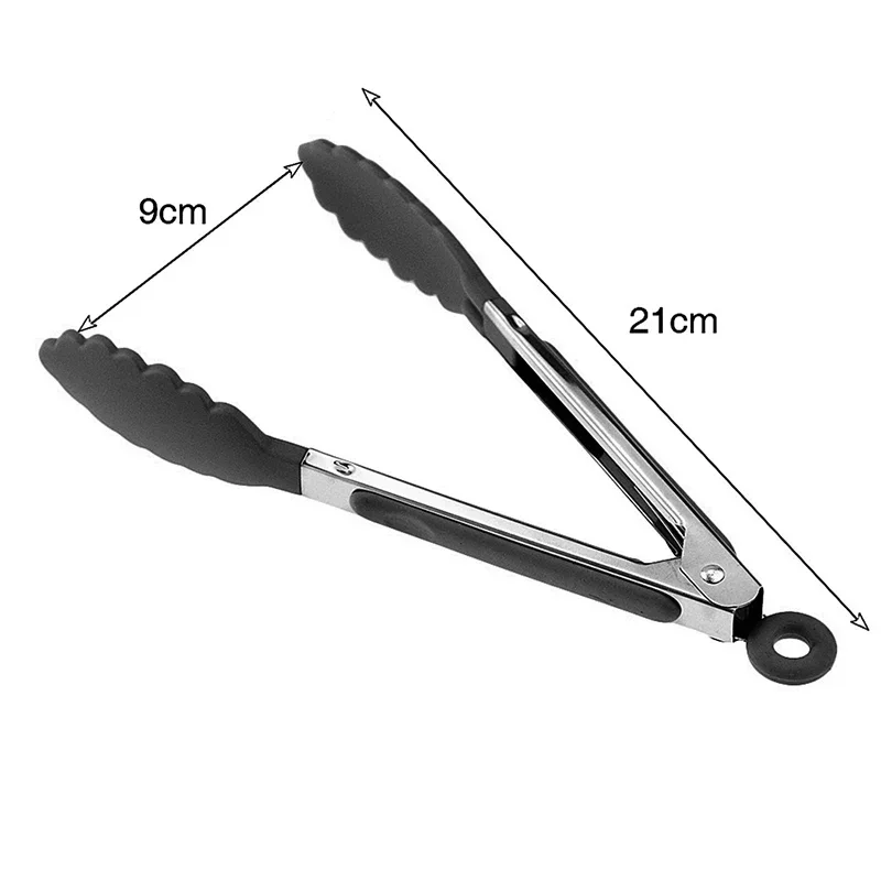 Food Tongs Kitchen Portable Baking Tool Stainless Steel Tongs Silicone Handle BBQ Non-Slip Food Utensil Clip Clamp Tools