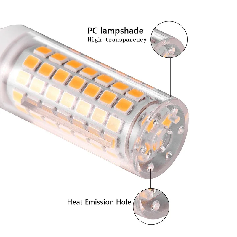 10 Pack G9 LED Dimmable 6W 220V 120V LED Home Lamp G9 Bulb SMD2835 88LED 360&deg; Beam Angle Equivalent 50W 60W T4 Halogen Bulb