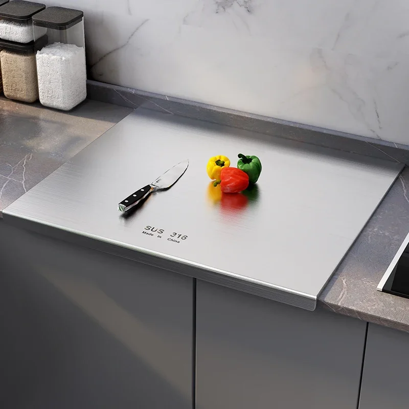 Tagliere Bifacciale In Acciaio Inox 304 E Legno – Con Manico, Per Carne E Verdure, Facile Da Pulire, Uso Alimentare - 6