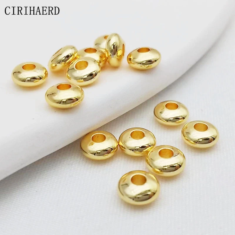 Wholesale 14K/18K Gold Plated Fashion Big Hole Copper Beads For Bracelet  Jewelry Making Accessories Beaded Material Spacer Bead