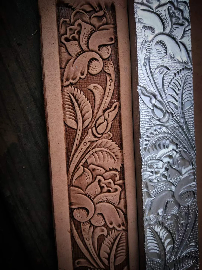Used to make leather belts printed stamp molds for leather product decoration Rose flower Tang grass pattern leather stamp punch