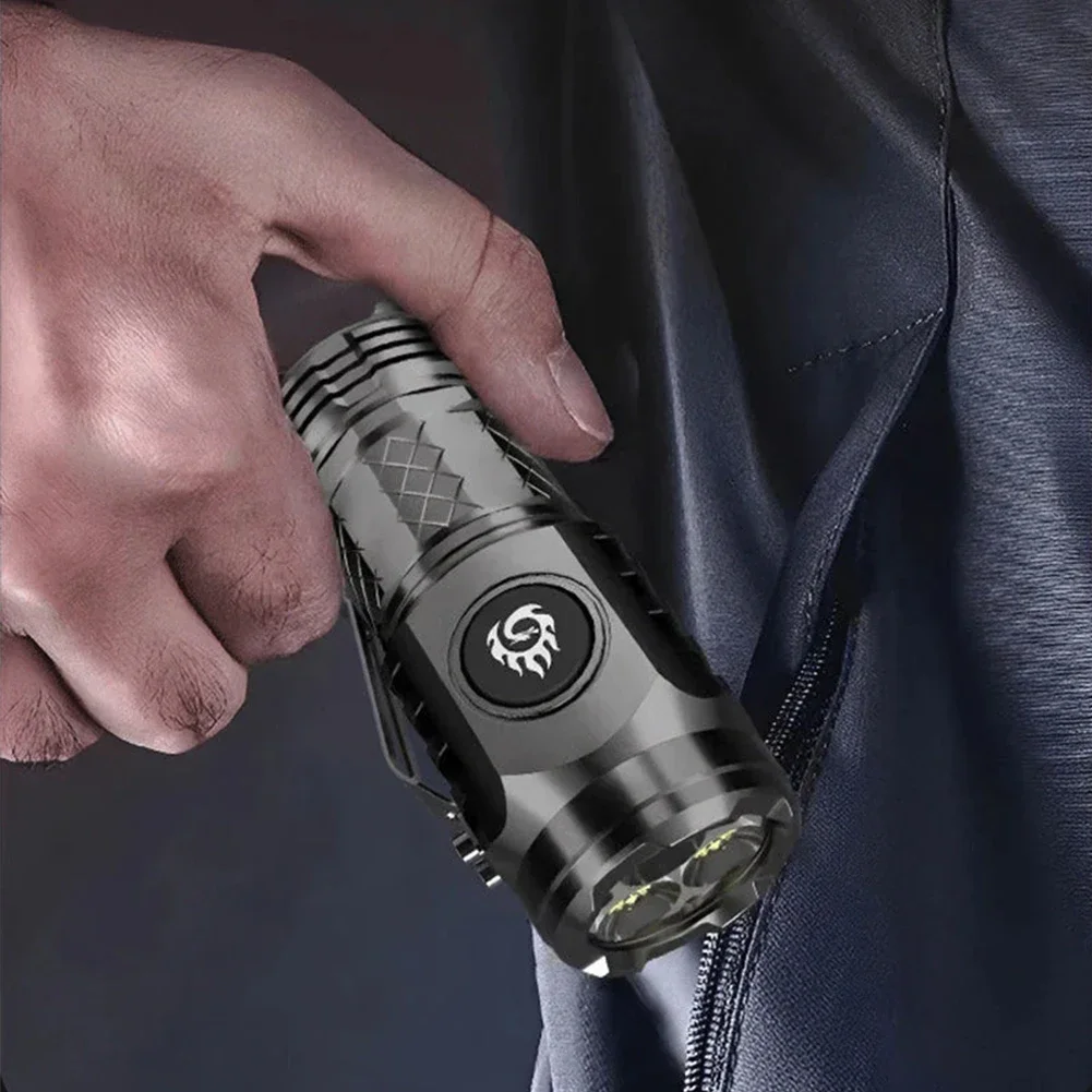 1-2Pcs Type-C Rechargeable Waterproof Flashlight Adjustable Brightness Flash Light Super Bright Powerful Handheld Flashlight