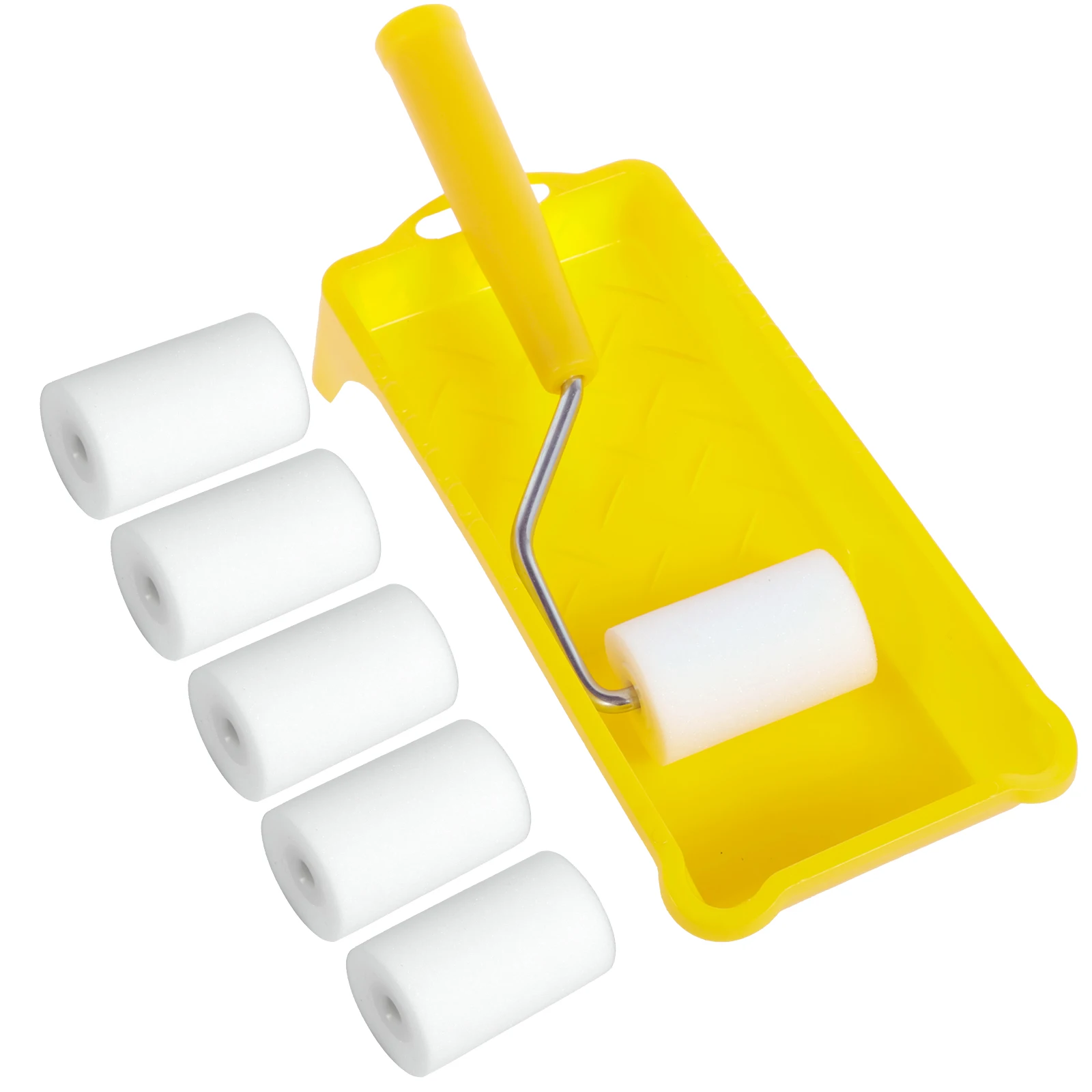Paint Roller Set 8Pcs Mini Foam Roller Edger Brush Wall Ceiling Painting Tool Paint Tray