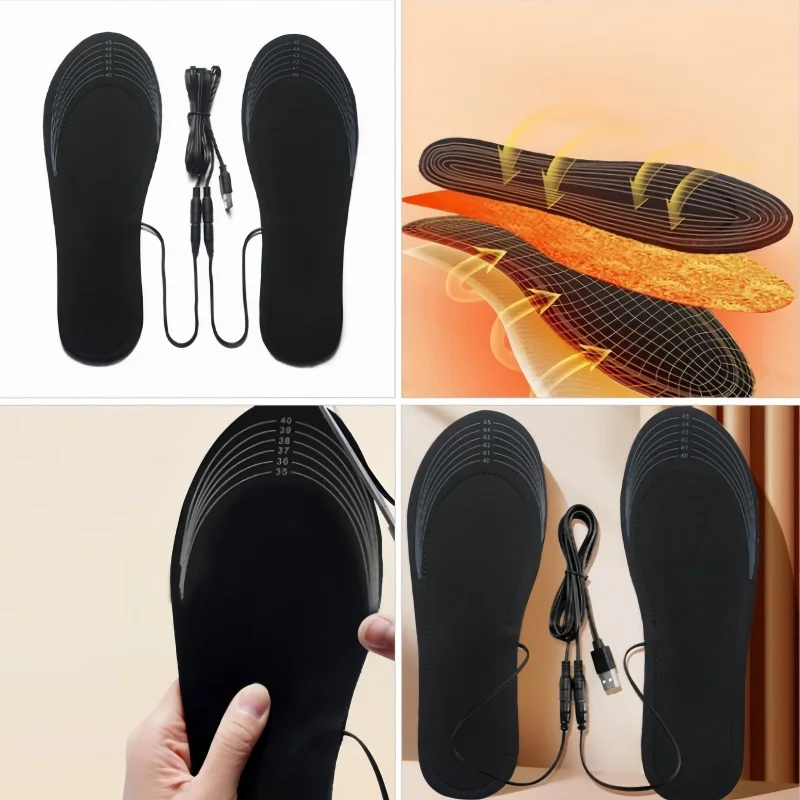 1Pair USB Powered Heating Insole Winter Outdoors Foot Warming Shoe Pad Comfortable Keeping Warm Washable Mat Shoe Accessories