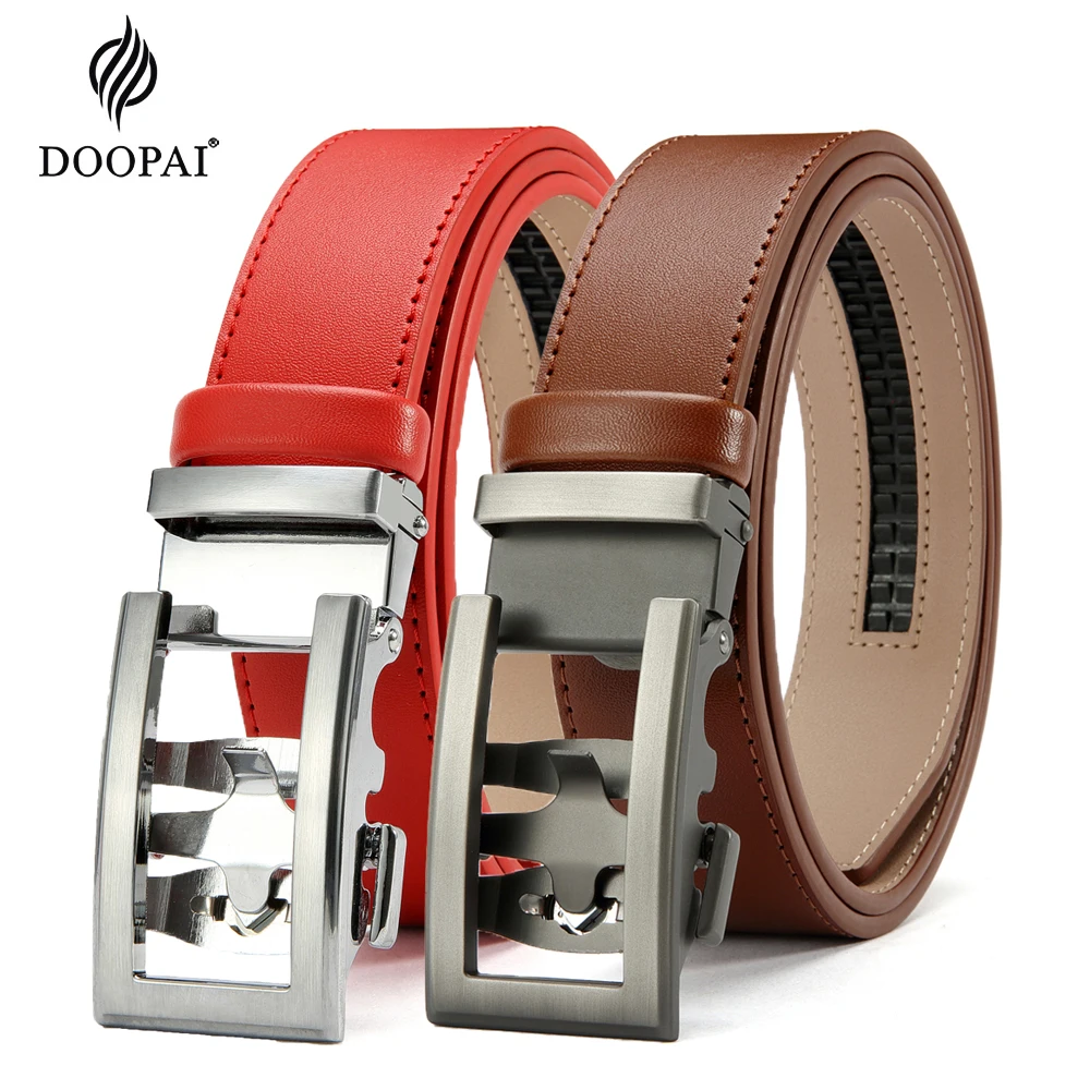 

DOOPAI New Mens Belt Hollow Automatic Mens Belt Genuine Leather Luxury Belt For Men Belt Male Strap Male Metal Automatic Buckle