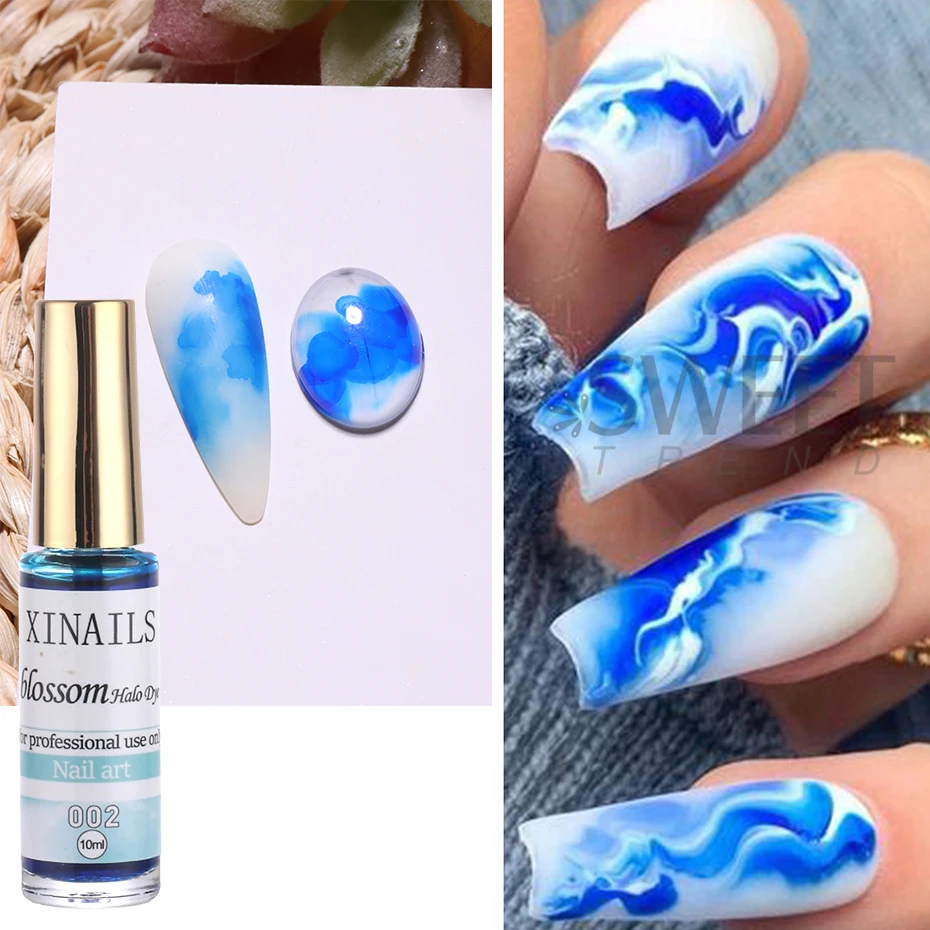 10 Bottle Blooming Watercolor Ink Nail Polish Kits 10ml Blossom Gradient Nail Liquid Soak Off Colorful Smudge Bubble Gel Varnish