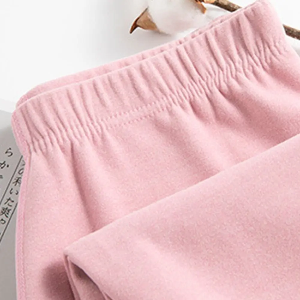 Soft German Fleece Solid Color O-Neck Pants Korean Style Sleepwear Elastic Underwear Long Johns Set Women Thermal Underwear