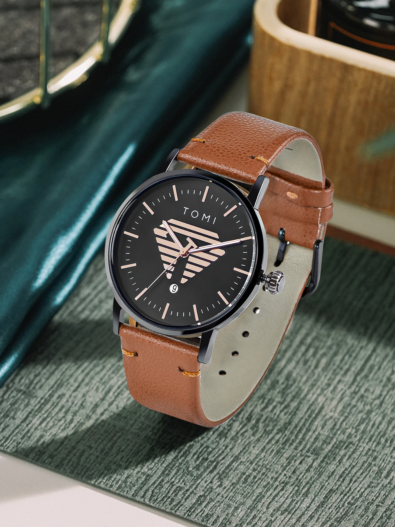TOMI Men's Watch Minimalist Casual Business Quartz Watch Luxury Fashion Men's Leather Quartz Watch Clock Gift