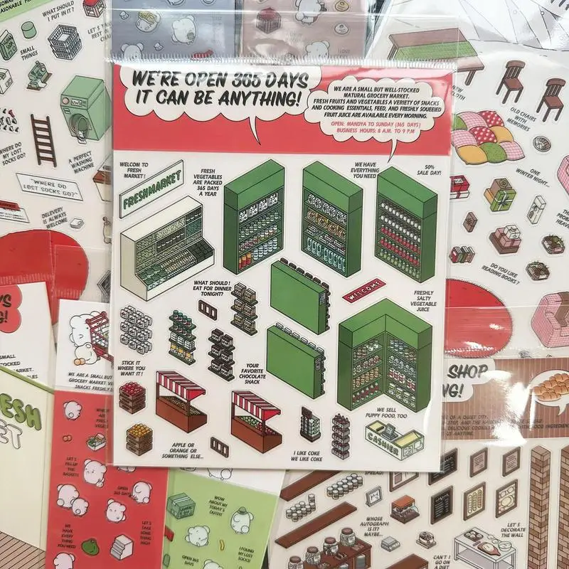 Three-dimensional Cabin Stickers Miniature Scene Stickers Scrapbooking Decorative Material gift for Card Lover