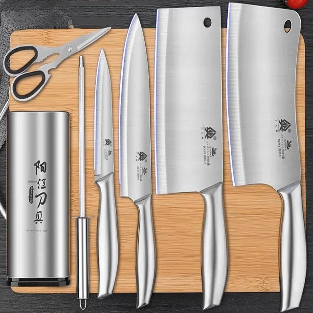 Ensemble de couteaux de cuisine, planche à couteaux de cuisine 2 en 1 avec ficelles d'invitation et hachage d'os, couteau de chef commercial TB9195 3