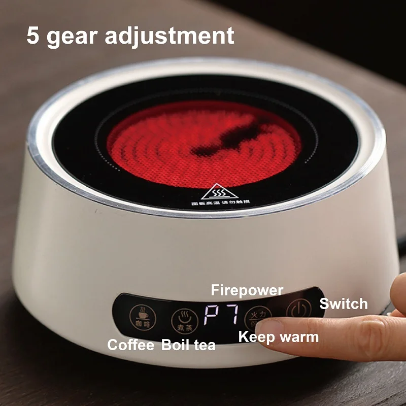 800W Mocha Coffee Stove Home Electric Ceramic Stove Tea Maker Portable 5 Gear Adjust Electric Hot Plate Coffee/Tea Heater 220V 4