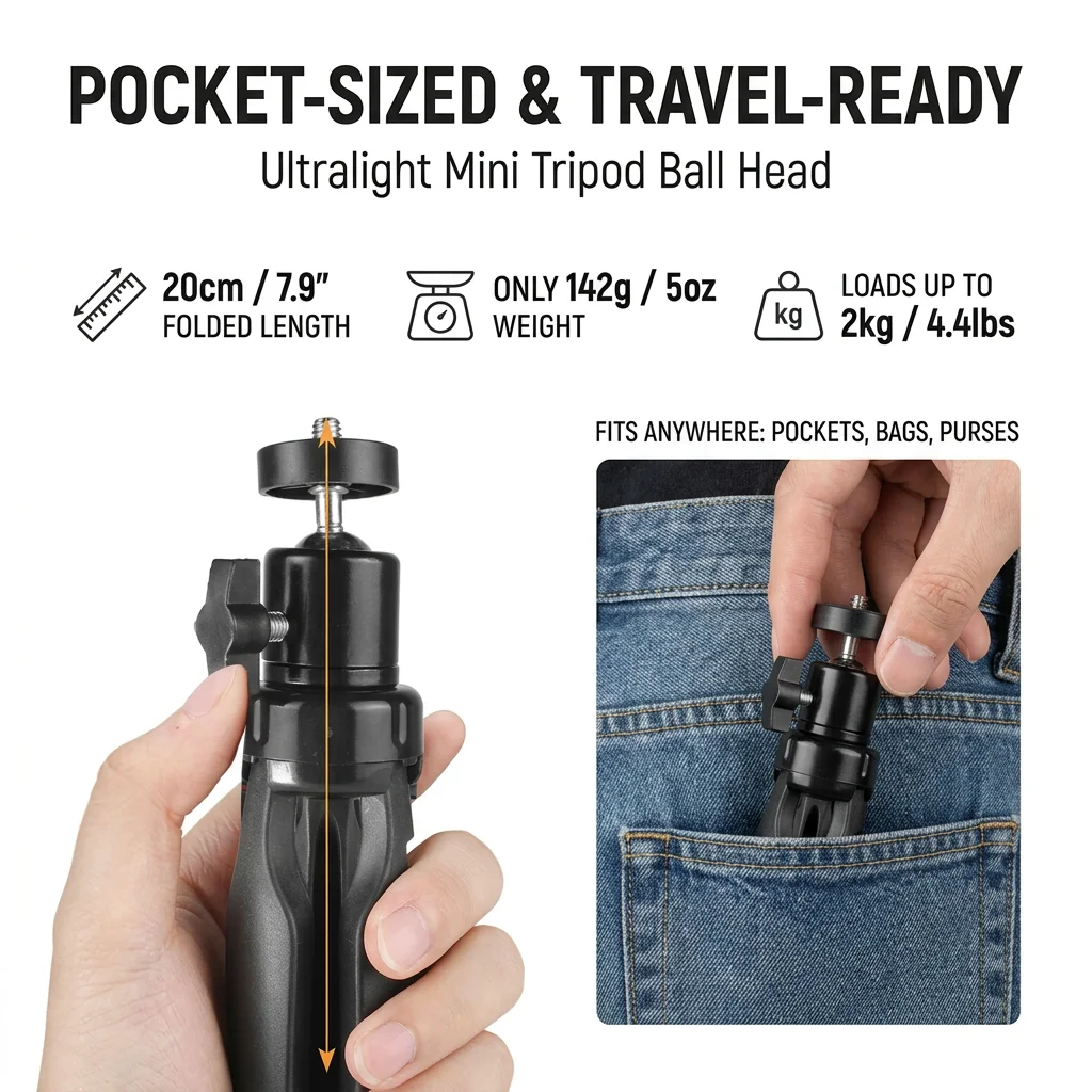 Versatile Extendable Tripod with Built-In Handle for Photography and Streaming