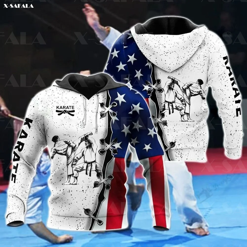 

American KARATE US FLAG 3D Print Zipper Hoodie Man Female Pullover Sweatshirt Hooded Jacket Jersey Tracksuits