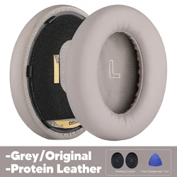 Premium Replacement Ear Pads for Headphone Accessories - Memory Foam Cushion Repair Parts (Grey Protein Leather)