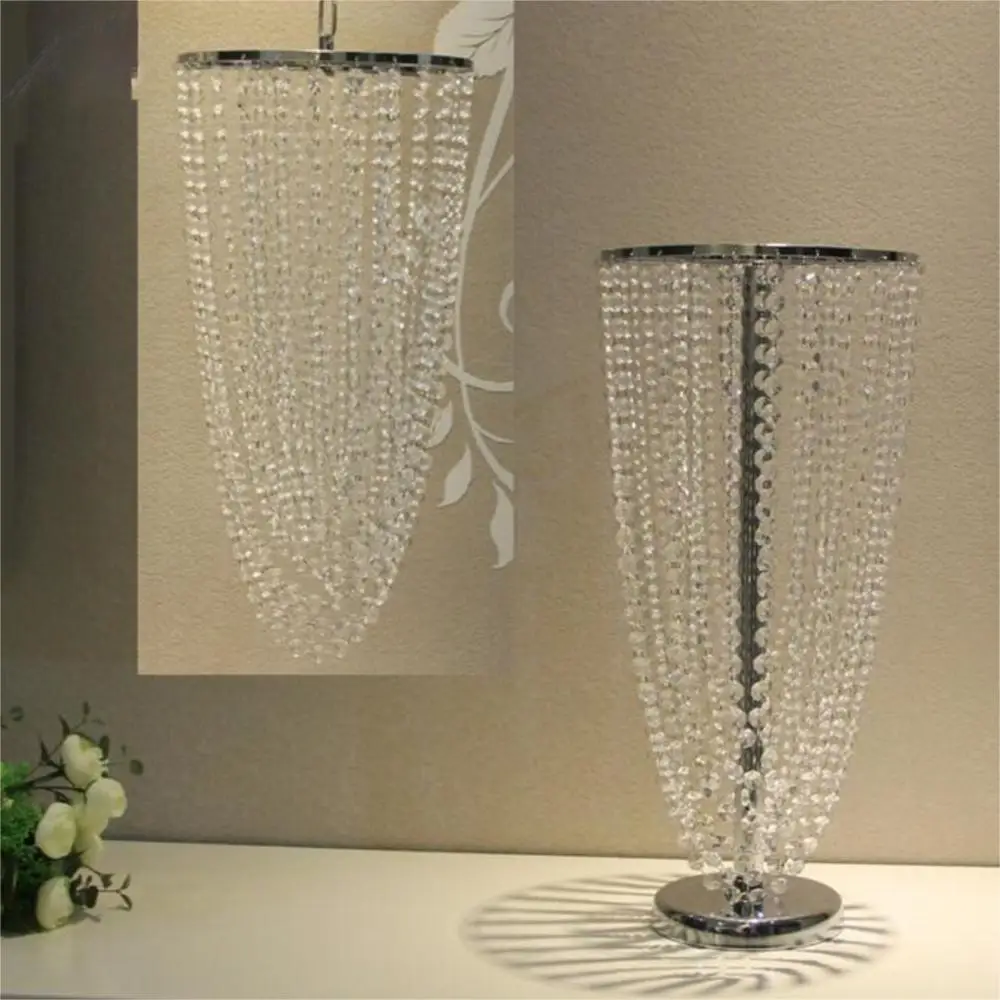 

Flower Rack Silver 53 CM Tall Flowers Stand Hang Acrylic Crystal Road Lead Wedding Centerpiece Vase For Event Party Decora