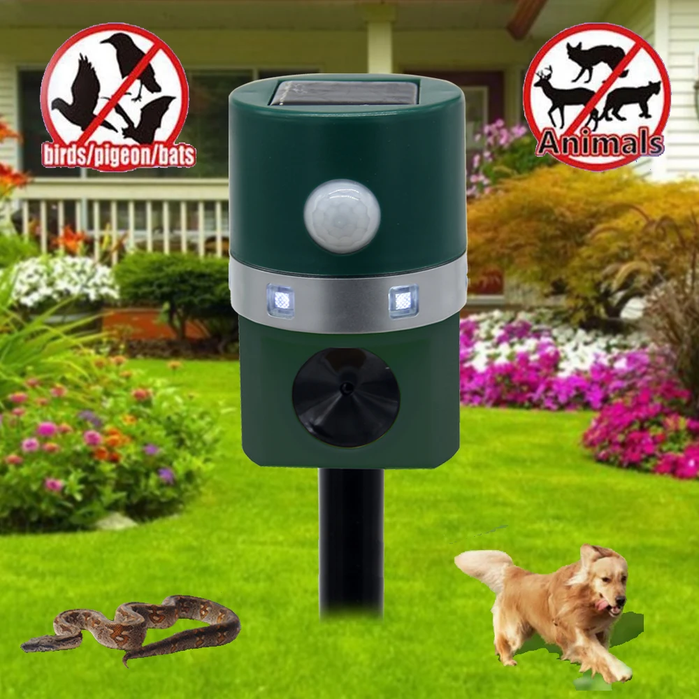 Ultra Sonic Electronic Animal Bird Repeller Sonic Outdoor Solar Pir Motion Sensor Repellent Scarer Spaventare Gli Animali Selvatici Away Tool