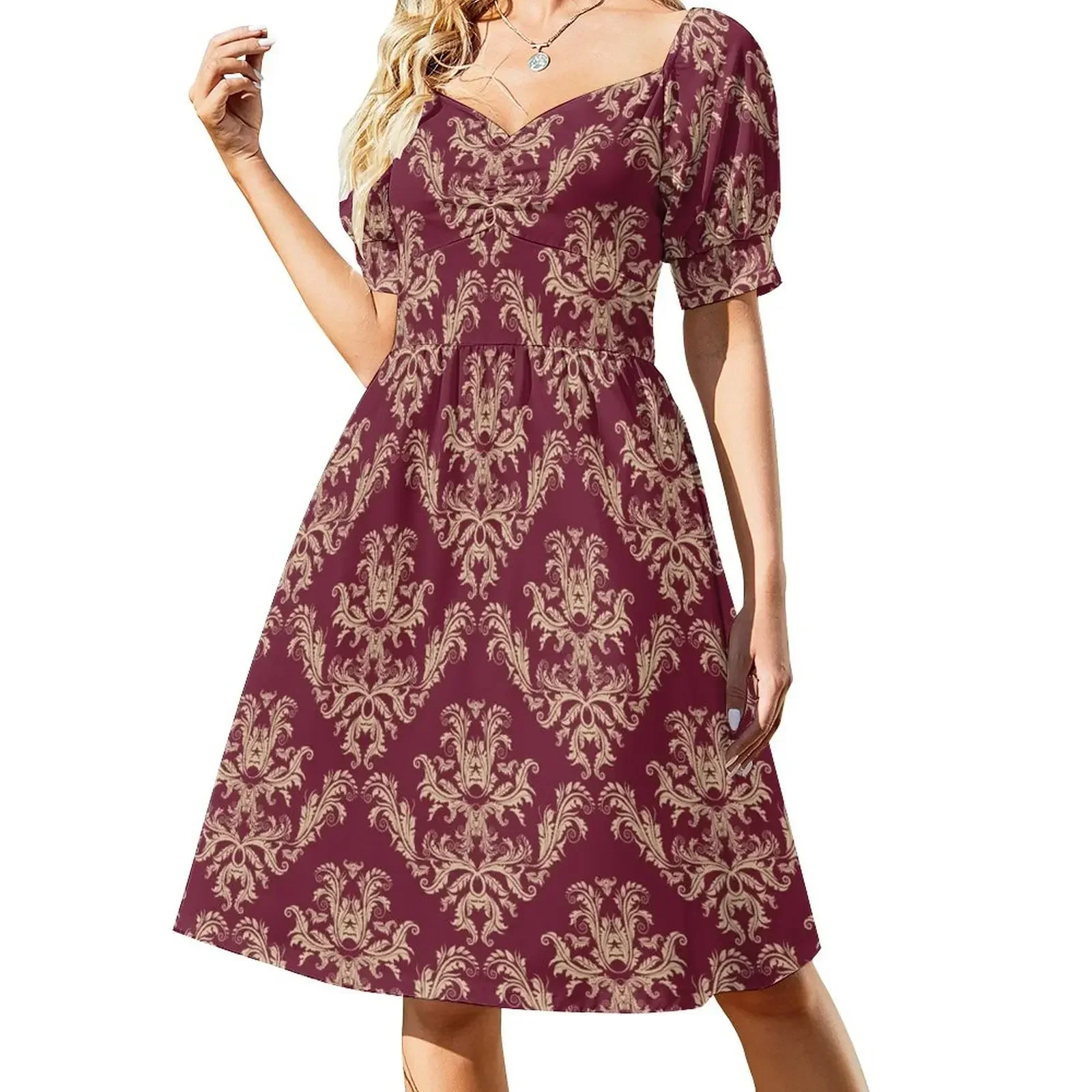 thumbnail image 1 of Tallahassee-vestido Damasco de manga corta vestido de fiesta de lujo para mujer vestidos de mujer para mujer, 1 of 8