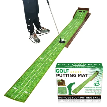 Golf PuttinPerfect your short game anywhere with this Golf Putting Mat for Indoor & Outdoor Practice. Designed for golfers of all skill levels, g Mat for Indoor & Outdoor Practice Use with Wood Auto Ball Return System and 2 Holes Putting Green Accessories 1