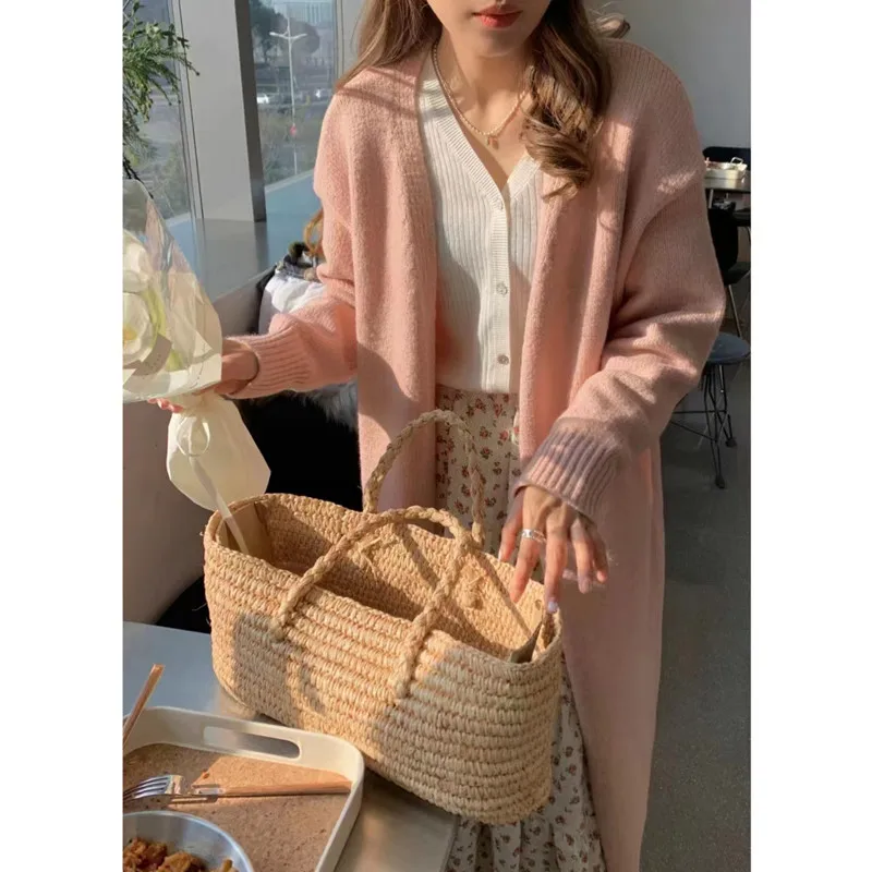 Medium To Long Style Gentle and Loose Wearing Chic Knitted Cardigan Sweater Jacket for Women In Spring and Autumn