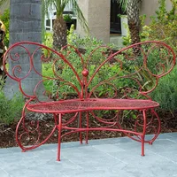 BAZ400RD Alpine Butterfly Metal Two People Outdoor Bench, 62" L x 26" W x 38" H patio furniture  outdoor chair 2