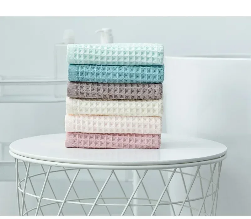 34x74cm Solid Color Sport Waffle Hair Towel Adults Plaid Soft Cotton Face Towels Hand Towel Face Care Bathroom Tools
