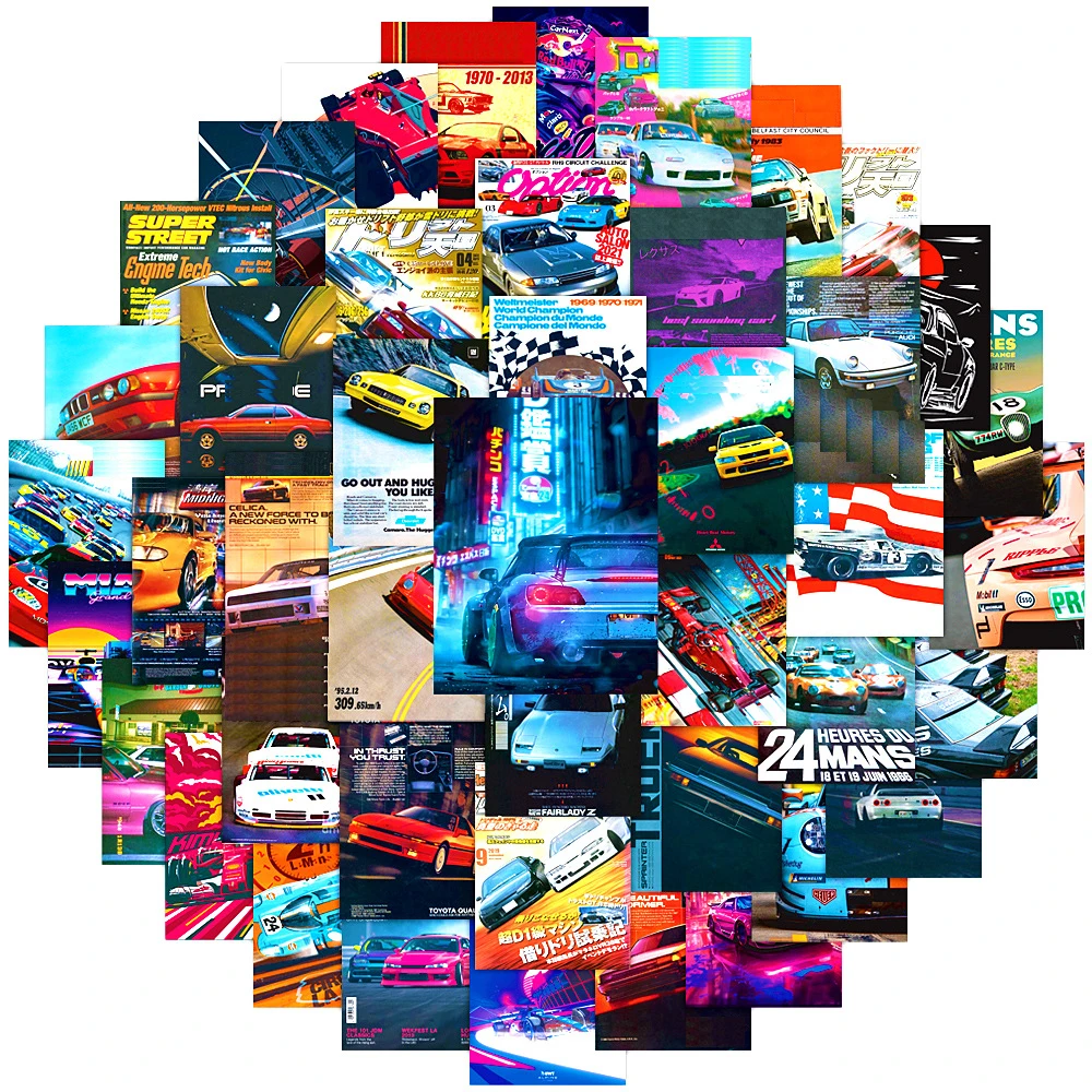 

10/30/50pcs Vintage JDM Retrofit Racing Car Graffiti Stickers Poster Car Skateboard Laptop Motorcycle Waterproof Sticker Kid Toy