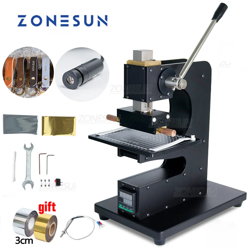 Zonesun Manual Leather Wood Wallet Hot Foil Stamping Machine Heat Press