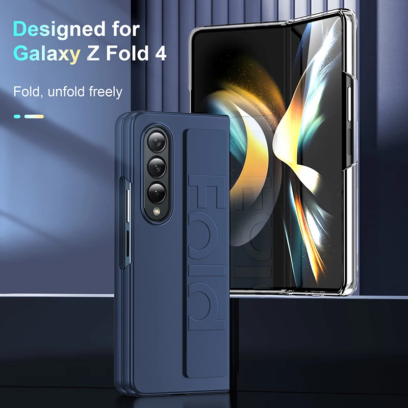 

Ручной чехол с ремешком на запястье для Samsung Galaxy Z Fold5 4 5G Fold4 для Samsung Fold3 противоударный чехол кожаный силиконовый чехол на ощупь для телефона