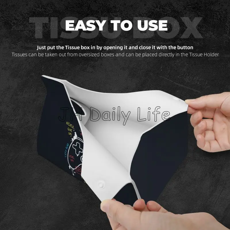 Player Game Controller Video Gamepad Tissue Box Cover Leather Tissue Box Holder Rectangular Tissue Holders for Home Office Car 3