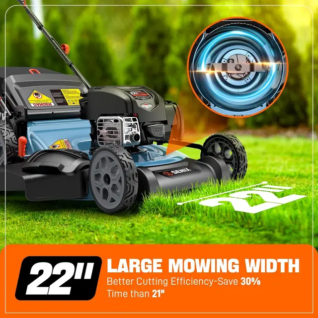 SENIX LSSG-H2 22 Self Propelled Lawn Mower Gas Powered 163cc 4-Cycle Engine Rear Wheel Drive Variable Speed 6 Height Adjustments 4