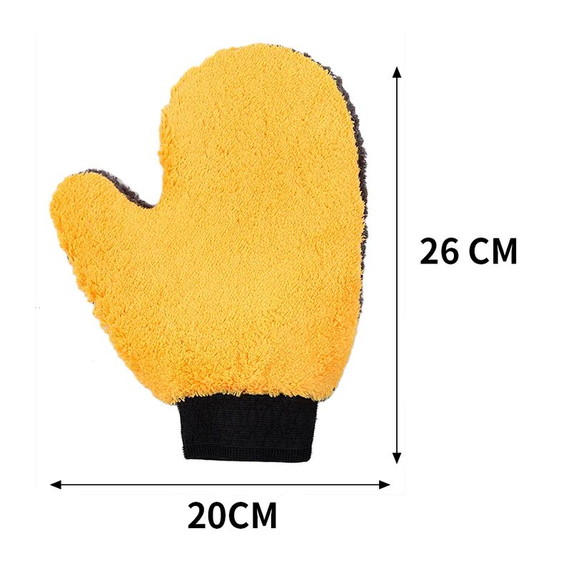 Microfiber Cleaning Gloves Car Cleaning Gloves Soft Car Washing Gloves Double-sided Fleece Microfiber Chenille Drying Cloth Car Body Window Tire Cleaning Glove Thicken