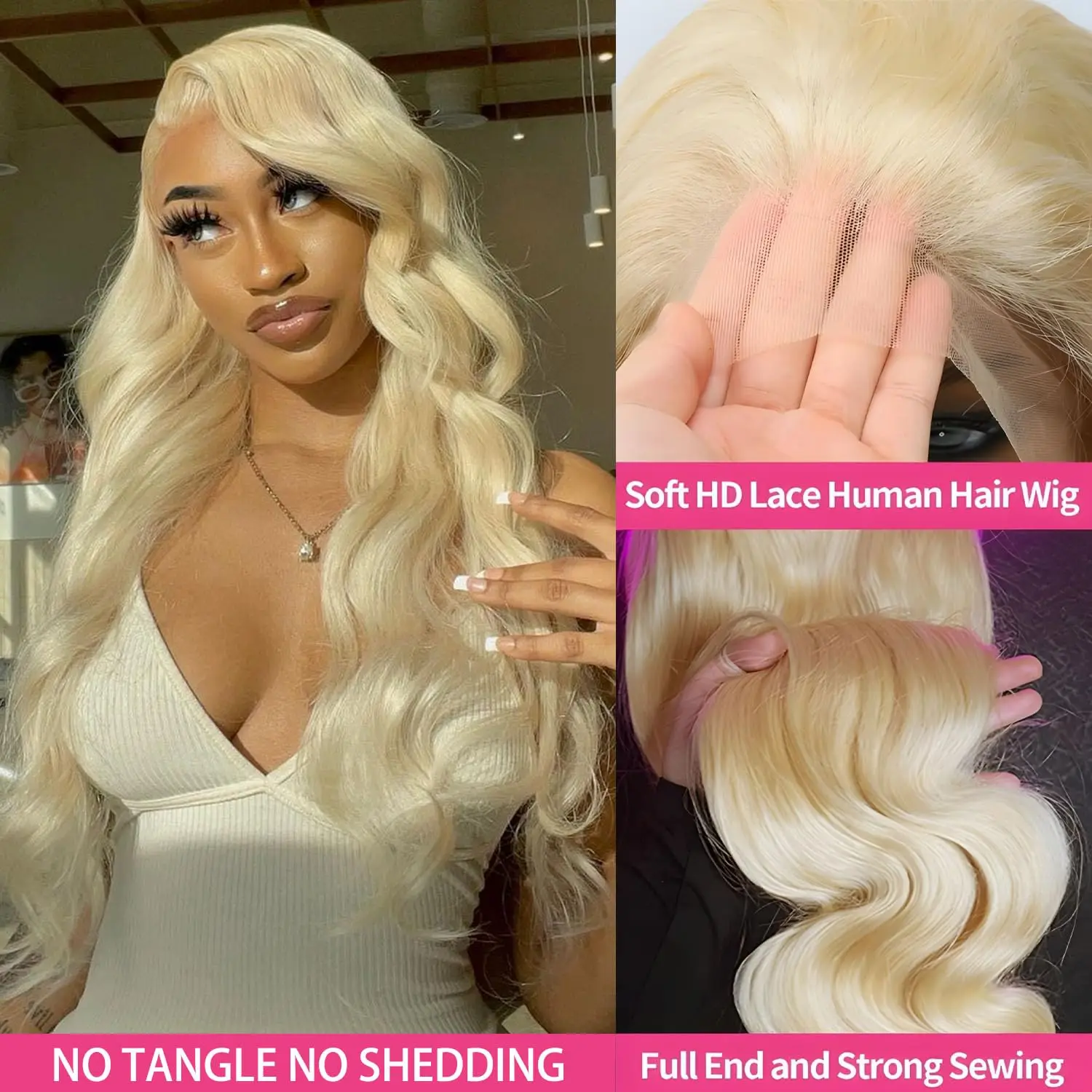 30 Inch 613 Blonde Body Wave Lace Front Wig 250% Density 13x4 HD Lace Frontal Human Hair Wigs Honey Blonde Brazilian Pre Plucked