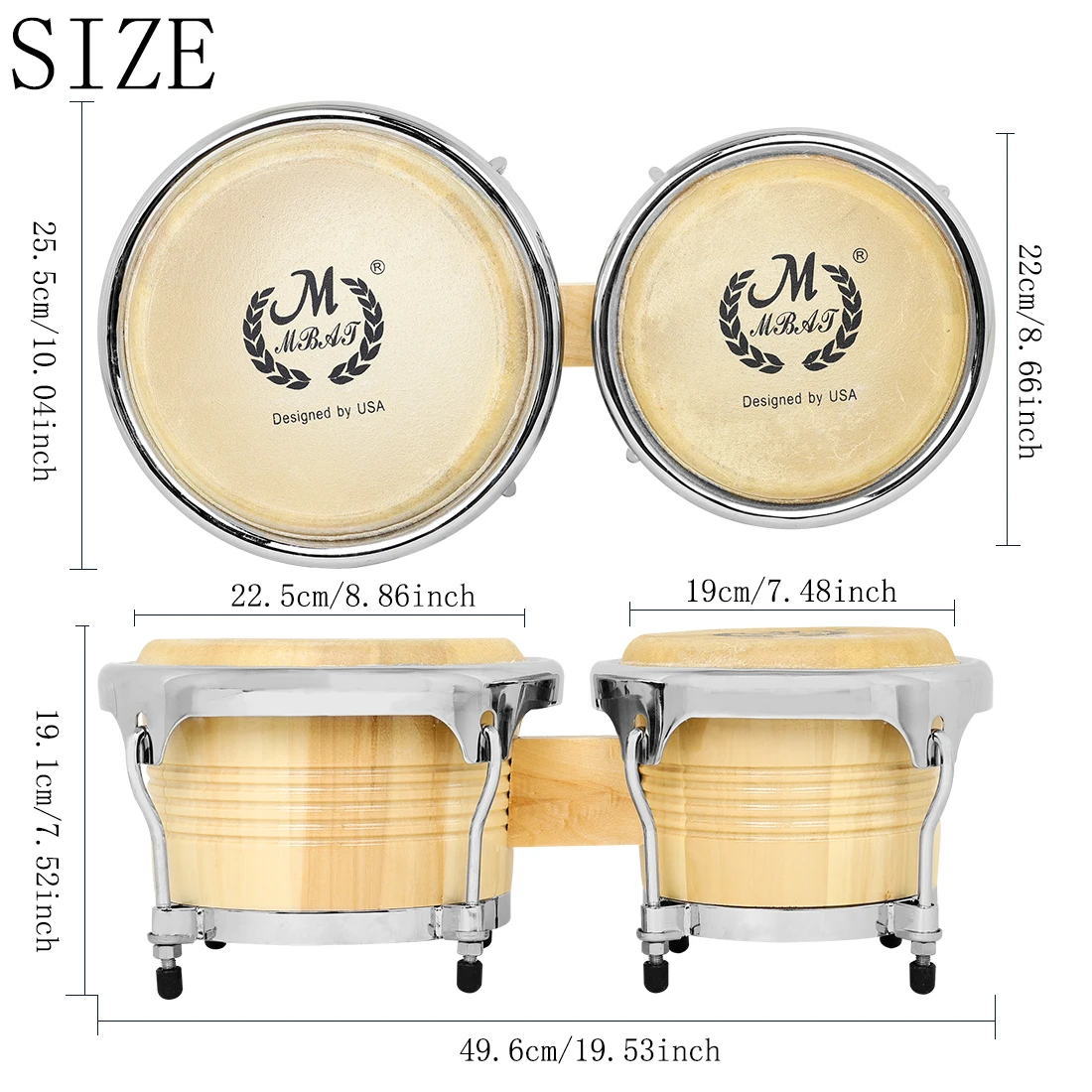 BG-36 Afrikanische Bongo-Trommel, 17,8 x 22,9 cm, Eiche, Buffalo-Haut, Bango-Trommel, klarer Klang, Trommeln, Rhythmus-Spielzeug, Musik-Geschenke, kann Tuning – Detail 6