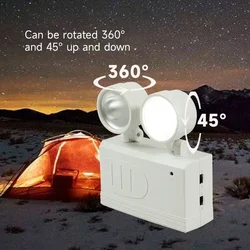 Rotatable 2 Head Smart Emergency Light Portable LED Camping Lantern Rechargeable Outdoor Repair Corridor Lamps Warning Lights