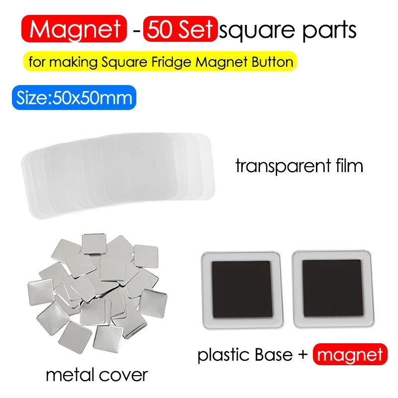 Square Magnet Refrigerator Badge Button Maker 50x50mm DIY Making Materials DIY Making Metal Badge Button Pins Art Crafts badge maker button maker machine magnet maker