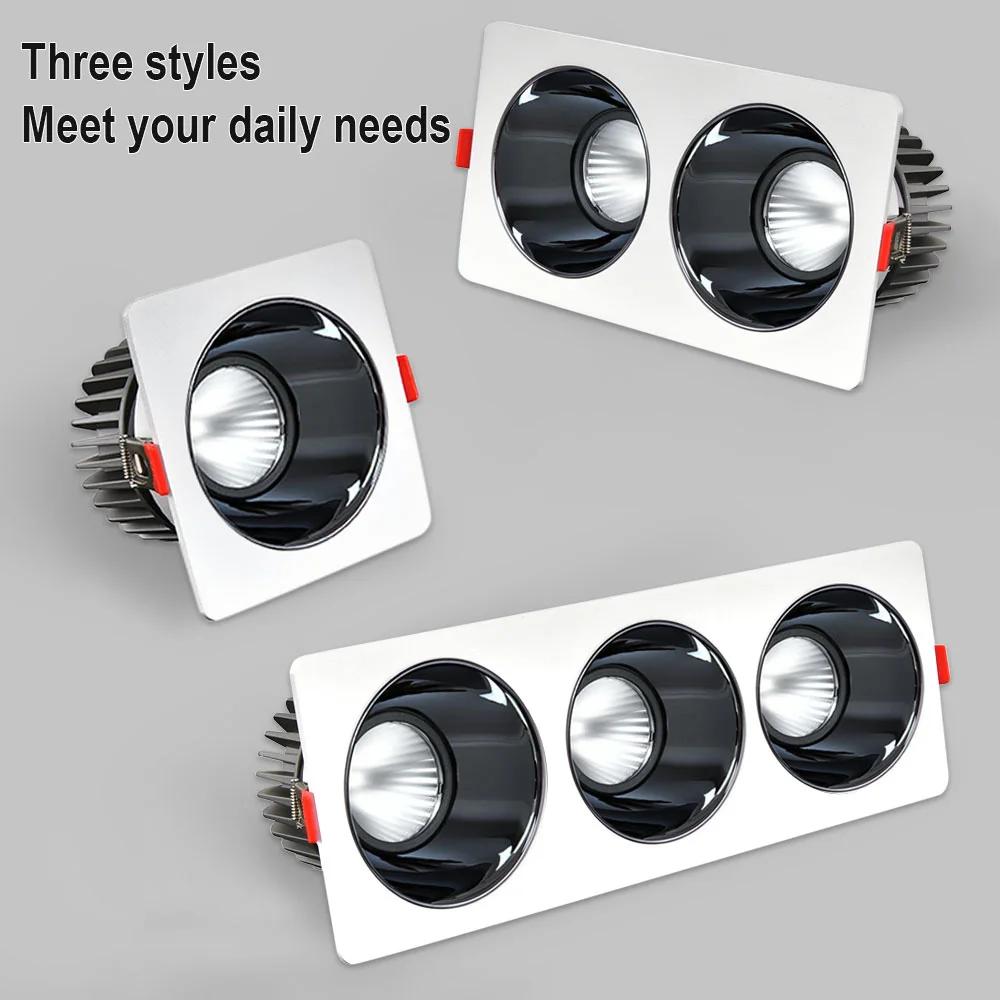 

LED Recessed Downlight Anti-glare Spotlight 3Head Dimmable AC85-265V Ceiling Lamp For Livingroom Restaurant Kitchen Decoration