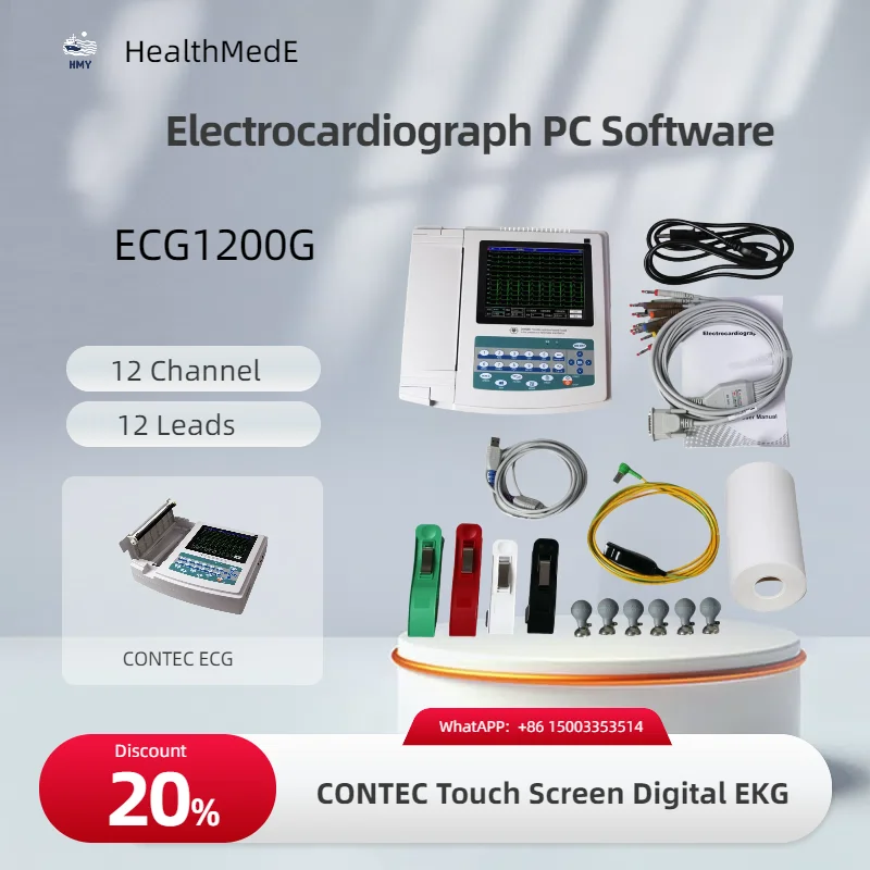 CONTEC Touch Screen Digital 12 Channel 12 Leads ECG EKG Electrocardiograph PC Software ECG1200G