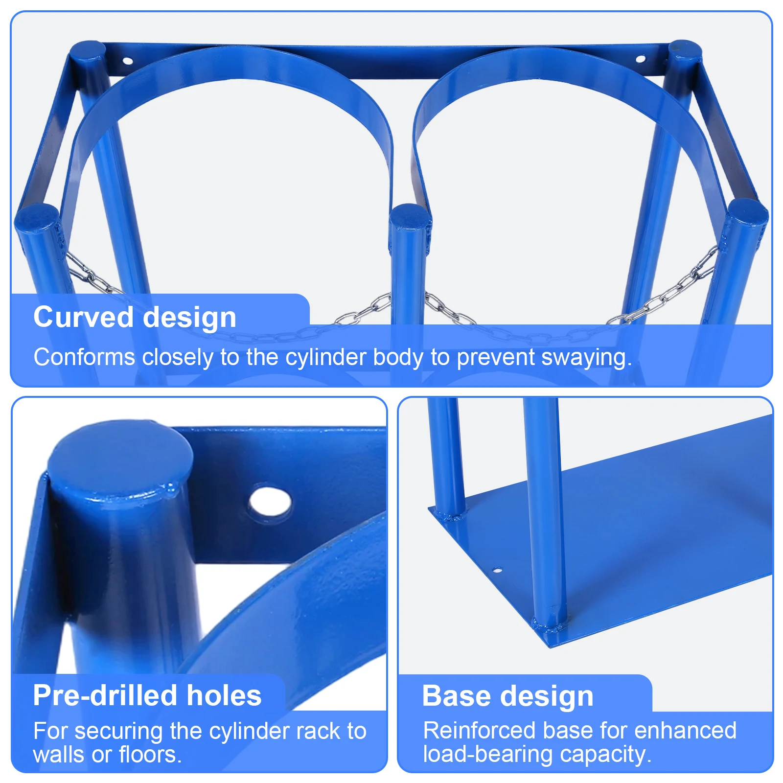 40L Gas Cylinder Organizer Shelf with Protective Chain Oxygen Tank Holder Storage Rack Frame Metal Gas Cylinder Fixing Bracket