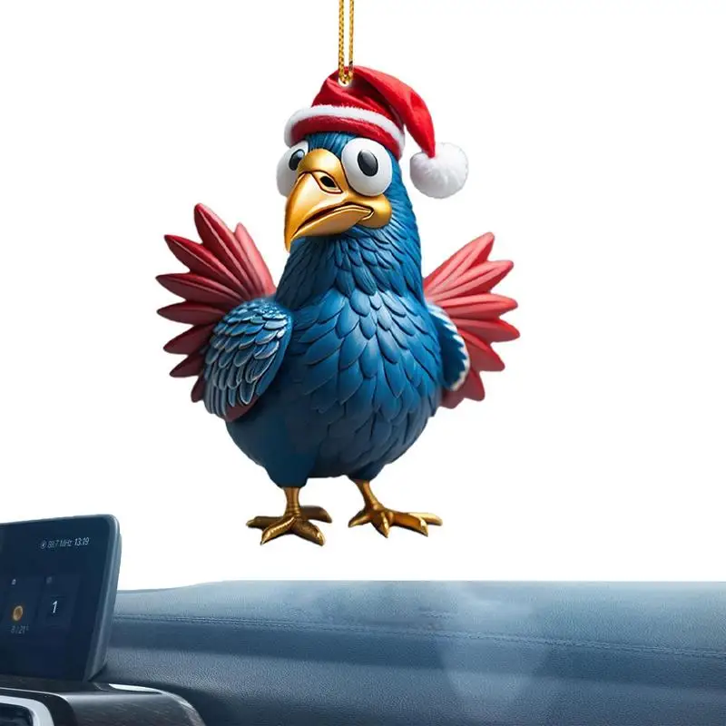 

Забавные рождественские украшения, мультяшный милый Рождественский петух, 2D Акриловый орнамент, подвеска для автомобиля, забавное оформление, Рождество