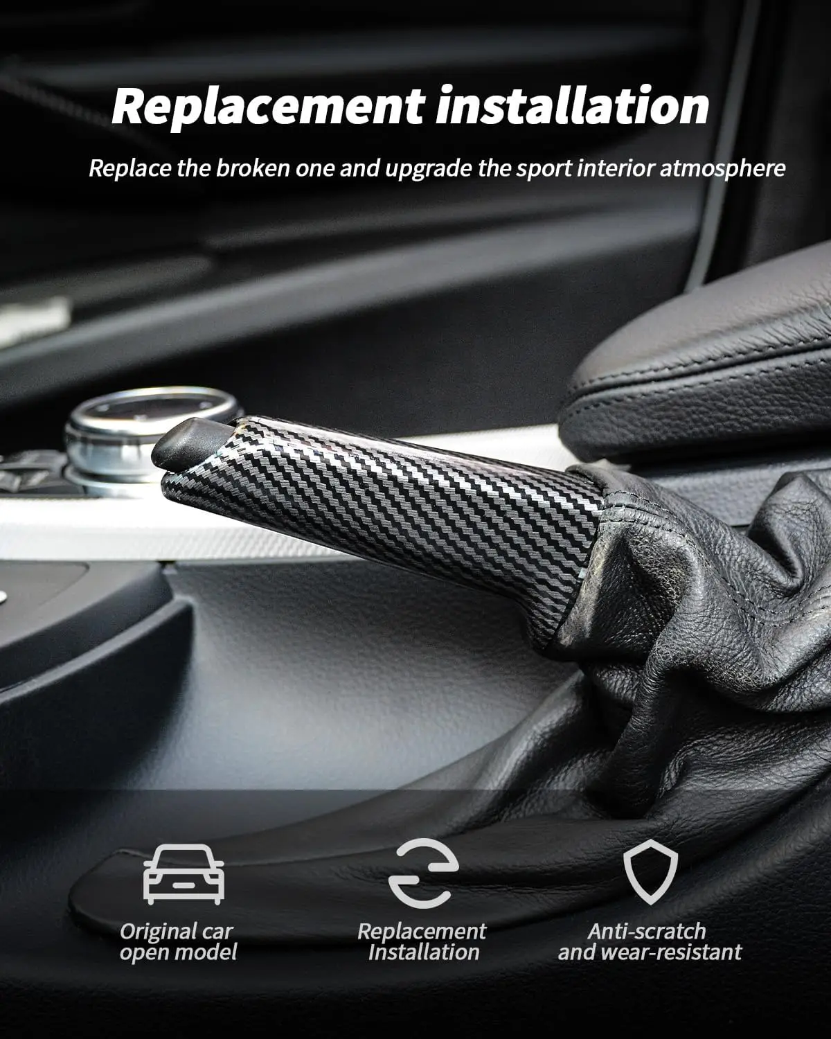 carbon fiber Pattern handbrake cover Car Handbrake Cover Grip Handle Lever Compatible For BMW Series 1 3 5，E90 E60 F30 E46 E92