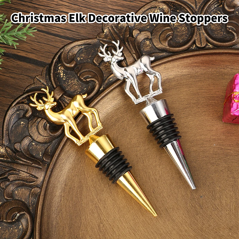 

Рождественские олени декоративные пробки для вина, украшение для бара из золотистого и серебристого сплава, пробка для бутылки, аксессуары для вина, инструменты