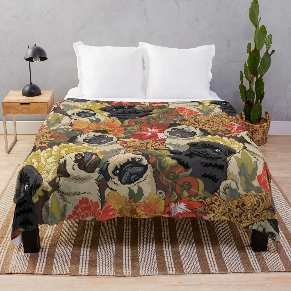 

Because Pugs Autumn Throw Blanket Summer Beddings Plush For Sofa Thin Blankets