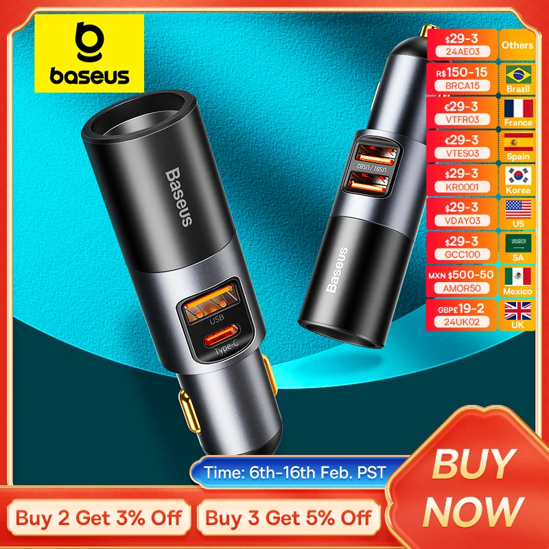 Caricabatteria Da Auto Baseus 120W Qc 3.0 Pd 3.0 Caricabatteria Da Auto Per Telefono Usb Per Iphone 15 14 13 12 Pro Max Caricabatterie Per Cellulare S