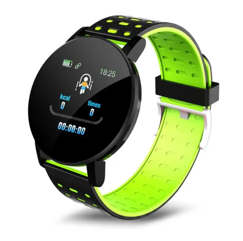 119 Plus Round Smart Watch Blood Pressure Heart Rate Monitor Sport Waterproof Fitness Tracker For Android IOS Fit Men Women Kid 