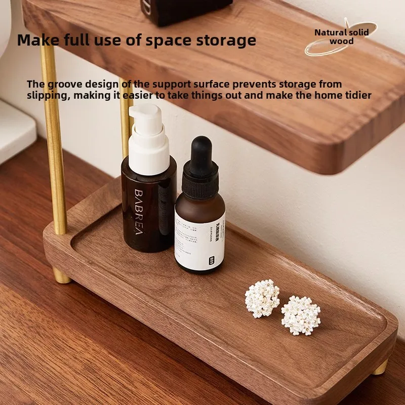 Black walnut solid wood cosmetics storage rack Dressing table Skin care products storage rack perfume storage display rack 4